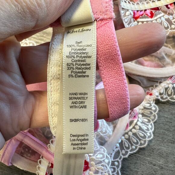 For Love & Lemons Festival Rose Bra Pink White XL - Picture 5 of 6